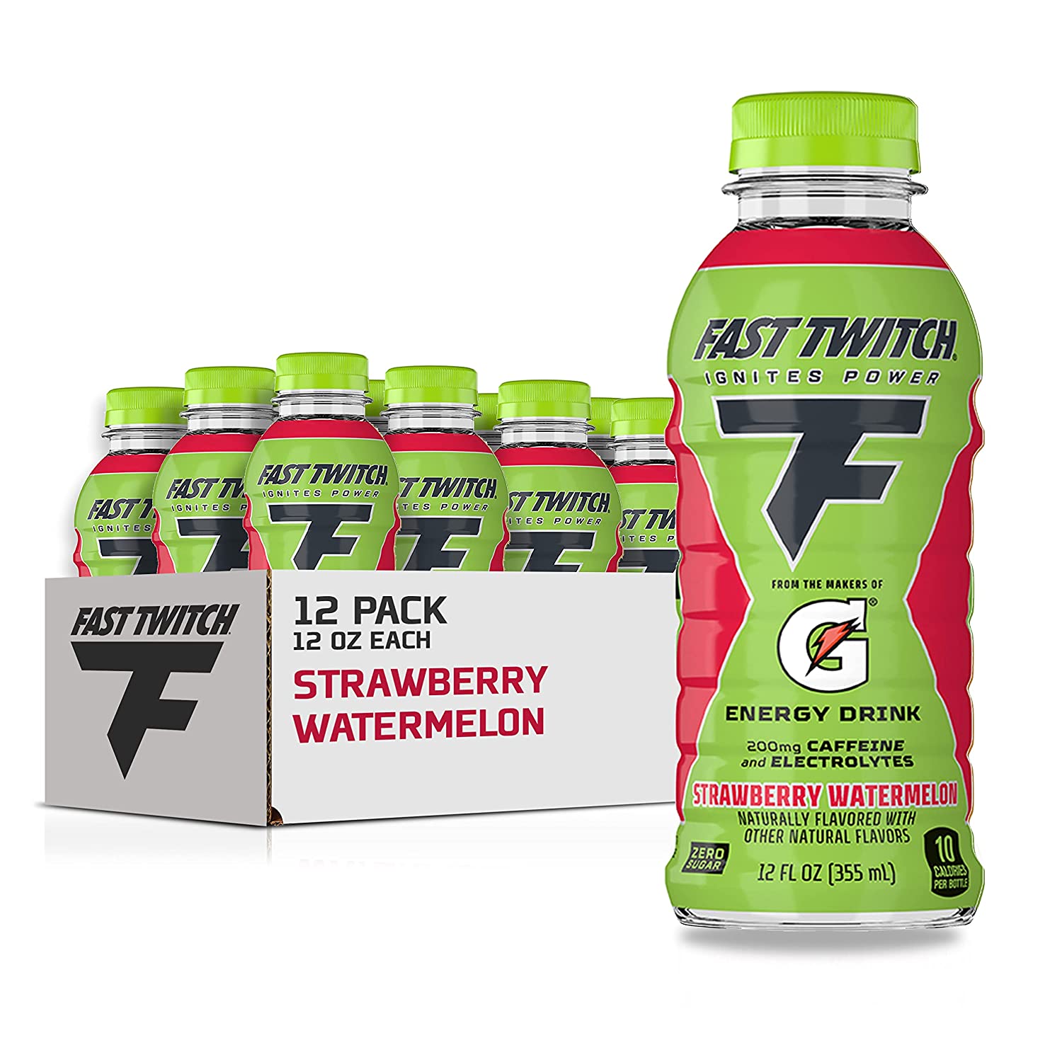 Fast Twitch Energy drink from Gatorade, Strawberry Watermelon, 12oz Bottles, (12 Pack), 200mg Caffeine, Zero Sugar, Electrolytes - Image 6